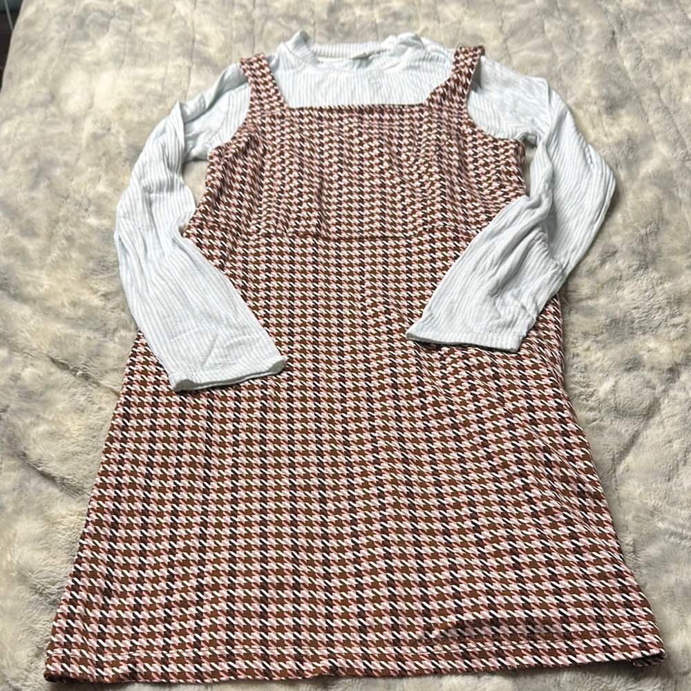 Cato Brown and White Sundress with Square Neckline